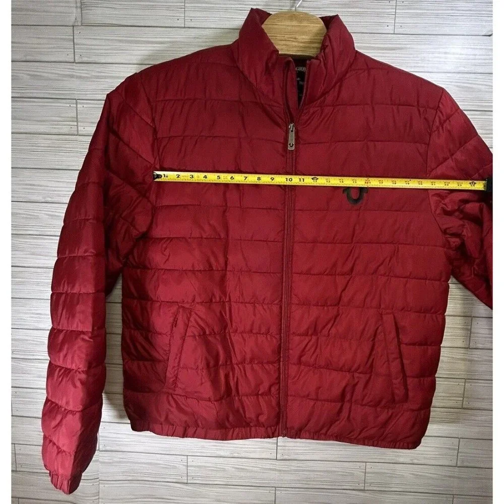 True Religion Men's World‎ Tour Red Puffer Jacket Polyester Full Zip Size 2XL